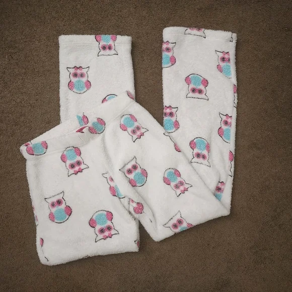 White Owl Fuzzy PJ Bottoms, Women's Small - Picture 2 of 6